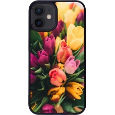 Coque iPhone 12 mini - Silicone rigide noir Bouquet of tulips 2026