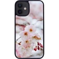 Coque iPhone 12 mini - Silicone rigide noir Cherry tree 2026