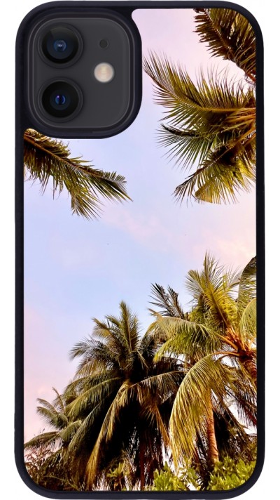 Coque iPhone 12 mini - Silicone rigide noir Summer 2023 palm tree vibe
