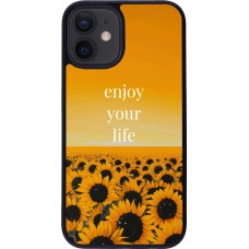 Coque iPhone 12 mini - Silicone rigide noir Summer 2026 Enjoy your life
