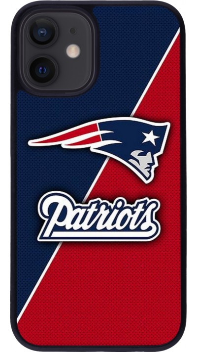 Coque iPhone 12 mini - Silicone rigide noir Super Bowl 26 Patriots 1