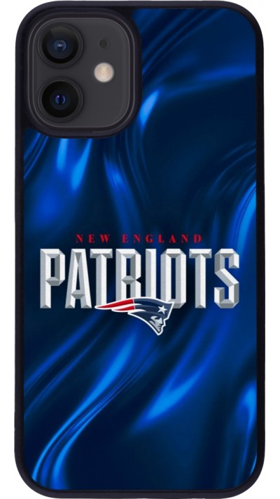 Coque iPhone 12 mini - Silicone rigide noir Super Bowl 26 Patriots 2