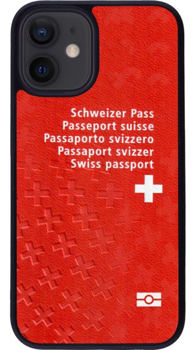 Coque iPhone 12 mini - Silicone rigide noir Swiss Passport