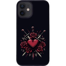 Coque iPhone 12 mini - Silicone rigide noir Valentine 2024 gothic love