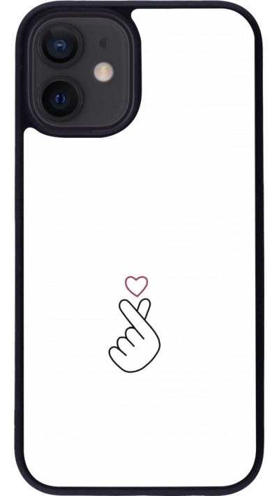 Coque iPhone 12 mini - Silicone rigide noir Valentine 2024 heart by Millennials