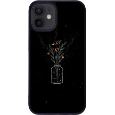 Coque iPhone 12 mini - Silicone rigide noir Vase black