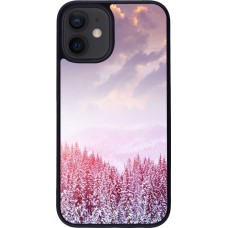 iPhone 12 mini Case Hülle - Silikon schwarz Winter 22 Pink Forest
