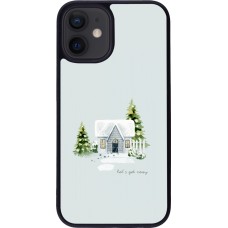 Coque iPhone 12 mini - Silicone rigide noir Winter 25 Cosy House