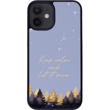 Coque iPhone 12 mini - Silicone rigide noir Winter 25 Winter illustration of trees