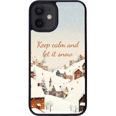 Coque iPhone 12 mini - Silicone rigide noir Winter 25 Winter Keep calm and let it snow
