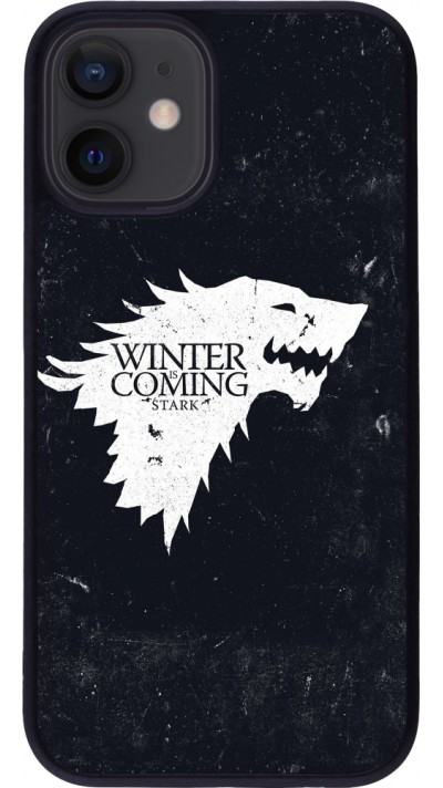 Coque iPhone 12 mini - Silicone rigide noir Winter is coming Stark