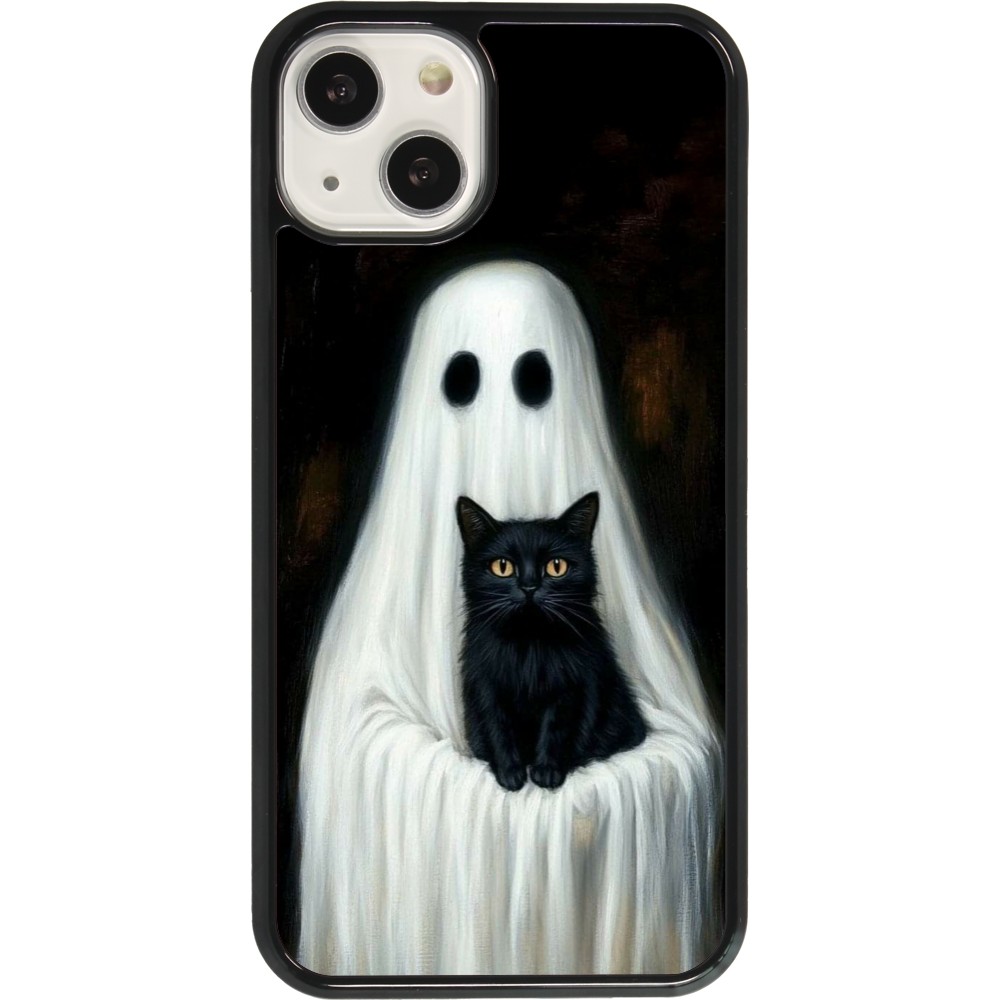 Coque iPhone 13 - Halloween 2025 Ghost with black cat