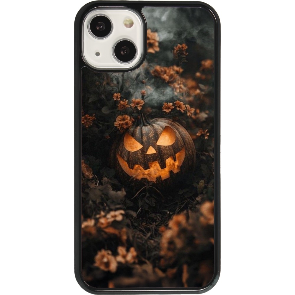 Coque iPhone 13 - Halloween 2025 Pumpkin with flowers
