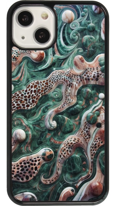 iPhone 13 Case Hülle - Grüner Marmor und abstrakter Leopard