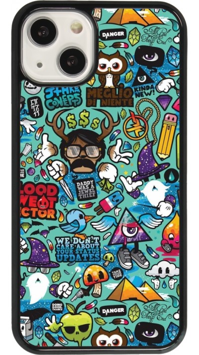iPhone 13 Case Hülle - Mixed Cartoons Turquoise
