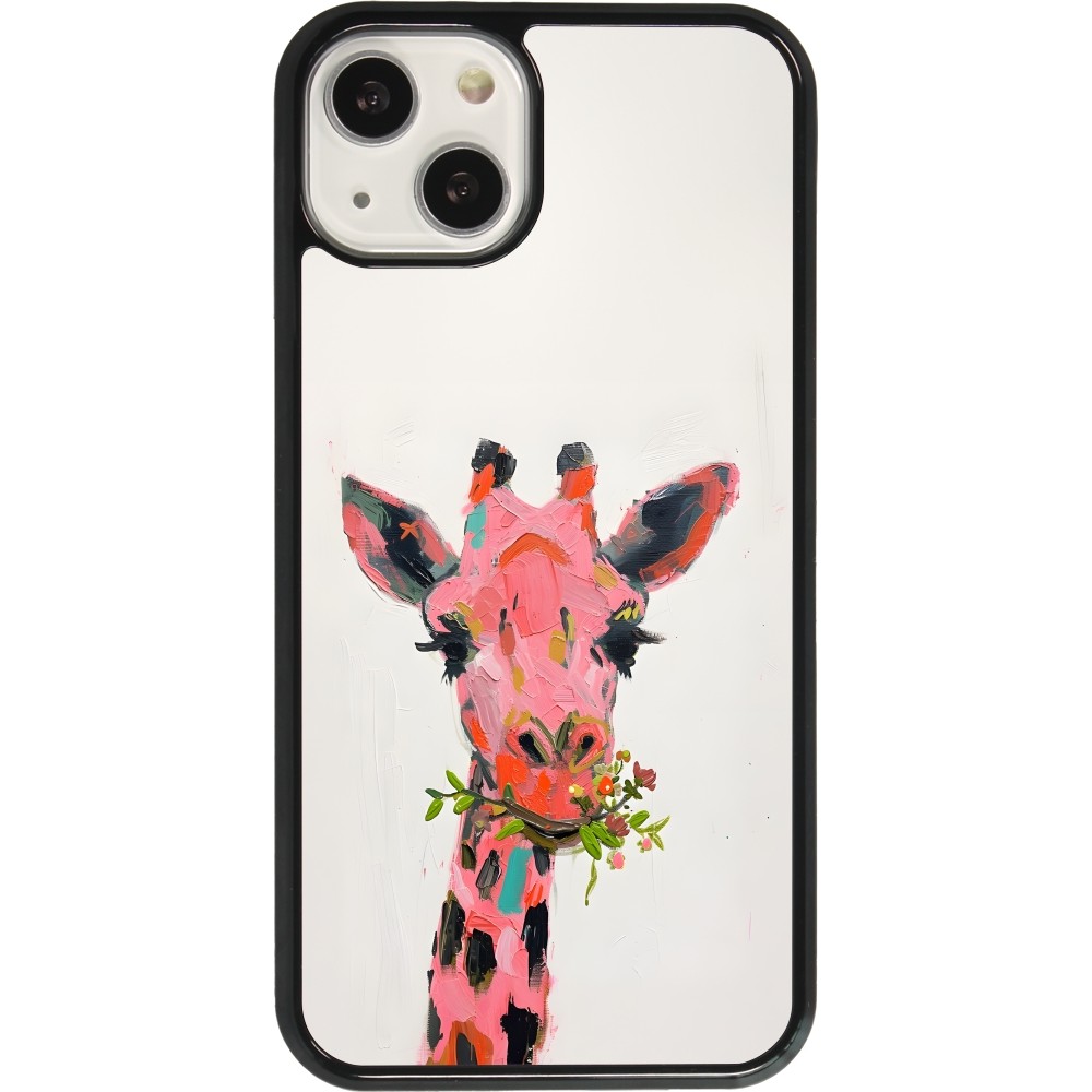 Coque iPhone 13 - Pink Girafe Paint