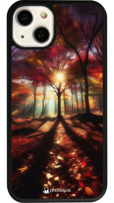 iPhone 13 Case Hülle - Silikon schwarz Herbstlicher goldener Glanz