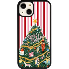Coque iPhone 13 - Silicone rigide noir Christmas 25 Happy Holiday