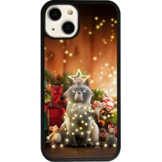 Coque iPhone 13 - Silicone rigide noir Christmas 25 Xmas Cat