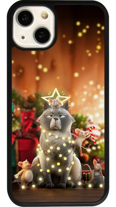 iPhone 13 Case Hülle - Silikon schwarz Christmas 25 Xmas Cat