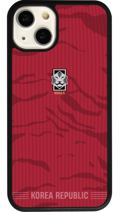 Coque iPhone 13 - Silicone rigide noir Maillot de football Corée du Sud 2026 personnalisable