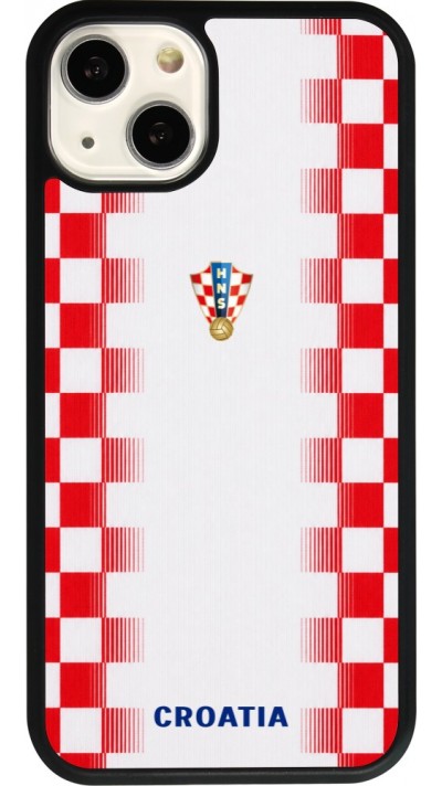 Coque iPhone 13 - Silicone rigide noir Maillot de football Croatie 2026 personnalisable