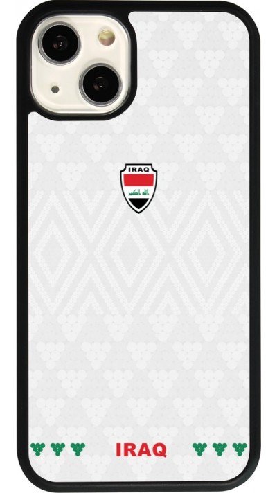 Coque iPhone 13 - Silicone rigide noir Maillot de football Irak 2026 personnalisable