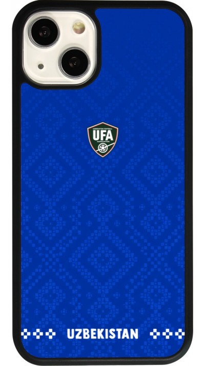Coque iPhone 13 - Silicone rigide noir Maillot de football Ouzbékistan 2026 personnalisable