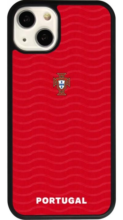 Coque iPhone 13 - Silicone rigide noir Maillot de football Portugal 2026 personnalisable