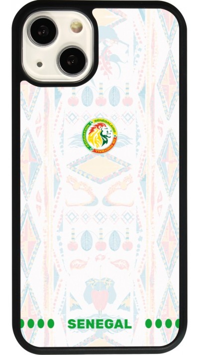 Coque iPhone 13 - Silicone rigide noir Maillot de football Sénégal 2026 personnalisable