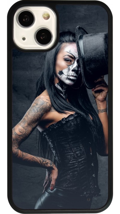 iPhone 13 Case Hülle - Silikon schwarz Halloween 22 Tattooed Girl