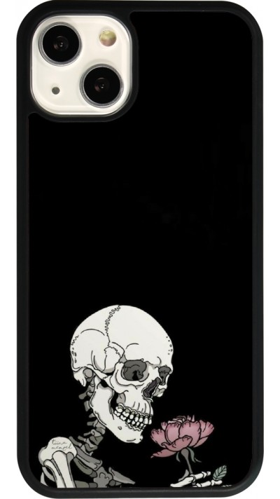 iPhone 13 Case Hülle - Silikon schwarz Halloween 2023 rose and skeleton