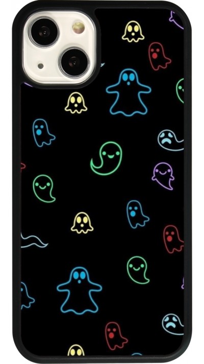 iPhone 13 Case Hülle - Silikon schwarz Halloween 2024 colorful ghosts