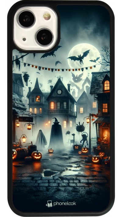 iPhone 13 Case Hülle - Silikon schwarz Halloween Spukstadt