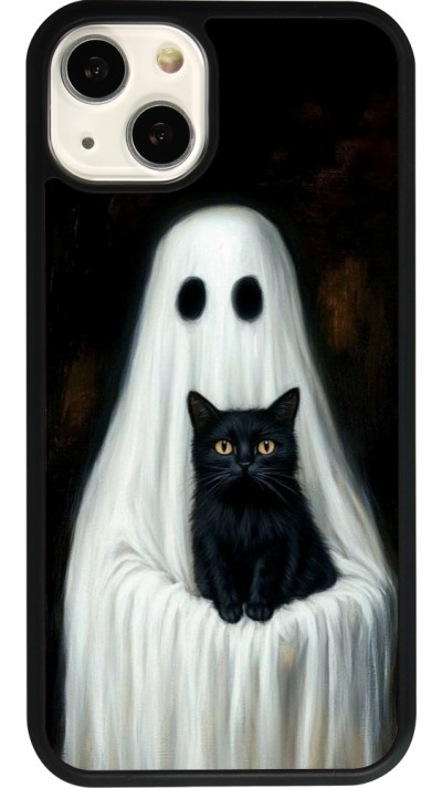 iPhone 13 Case Hülle - Silikon schwarz Halloween 2025 Ghost with black cat