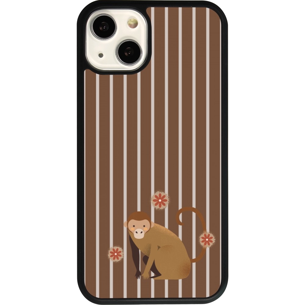 iPhone 13 Case Hülle - Silikon schwarz Monkey with stripes