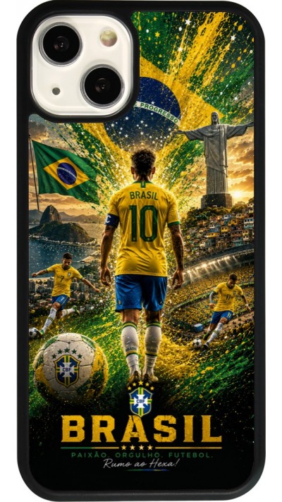 iPhone 13 Case Hülle - Silikon schwarz Fussball Brasilien splash 2026
