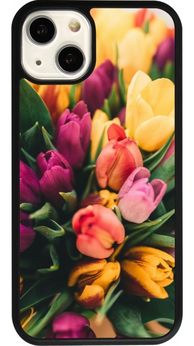 iPhone 13 Case Hülle - Silikon schwarz Bouquet of tulips Spring 2026