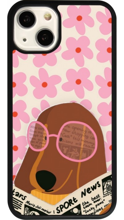 iPhone 13 Case Hülle - Silikon schwarz Dog with newspaper Spring 2026