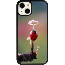 Coque iPhone 13 - Silicone rigide noir Ladybird on a mushroom Spring 2026