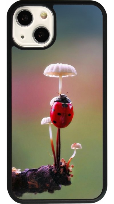iPhone 13 Case Hülle - Silikon schwarz Ladybird on a mushroom Spring 2026