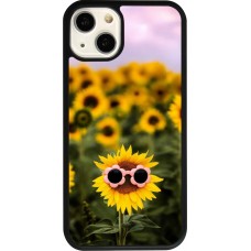 Coque iPhone 13 - Silicone rigide noir Sunflower with glasses Spring 2026