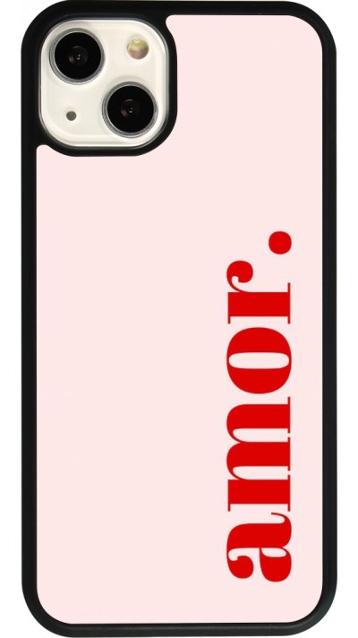 Coque iPhone 13 - Silicone rigide noir Valentine 2024 amor