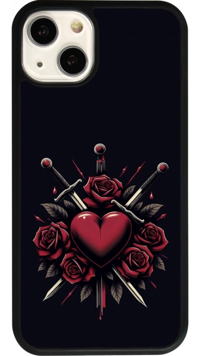 Coque iPhone 13 - Silicone rigide noir Valentine 2024 gothic love