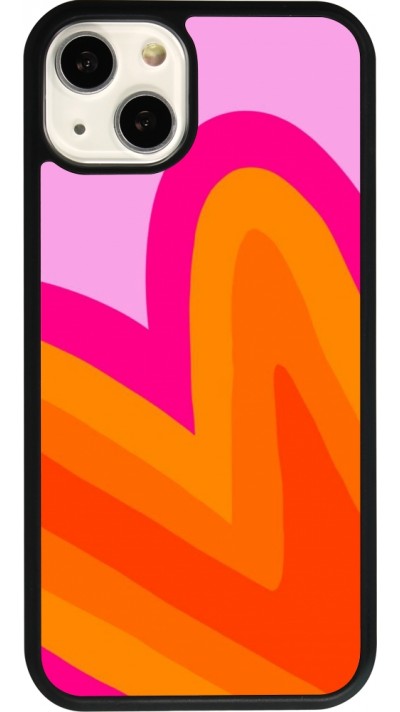 Coque iPhone 13 - Silicone rigide noir Valentine 2024 heart gradient