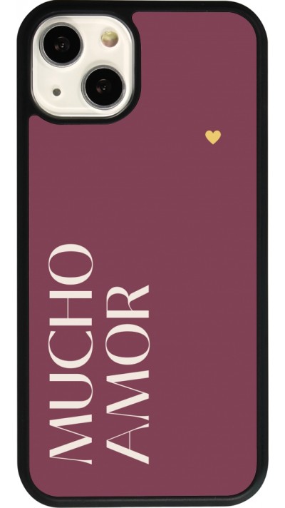 Coque iPhone 13 - Silicone rigide noir Valentine 2024 mucho amor rosado