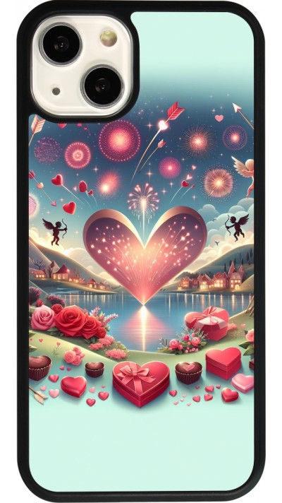 Coque iPhone 13 - Silicone rigide noir Valentine 2025 Chic
