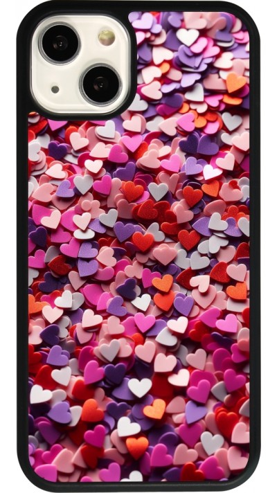 Coque iPhone 13 - Silicone rigide noir Valentine 2025 Confetti