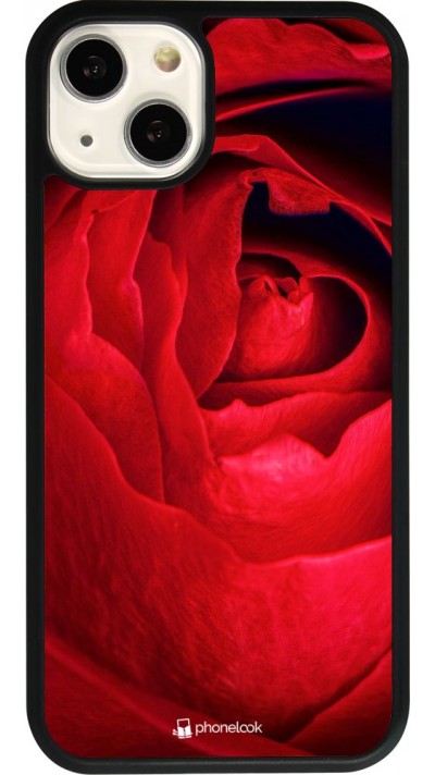 Coque iPhone 13 - Silicone rigide noir Valentine 2022 Rose
