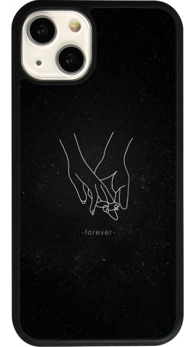 Coque iPhone 13 - Silicone rigide noir Valentine 2023 hands forever